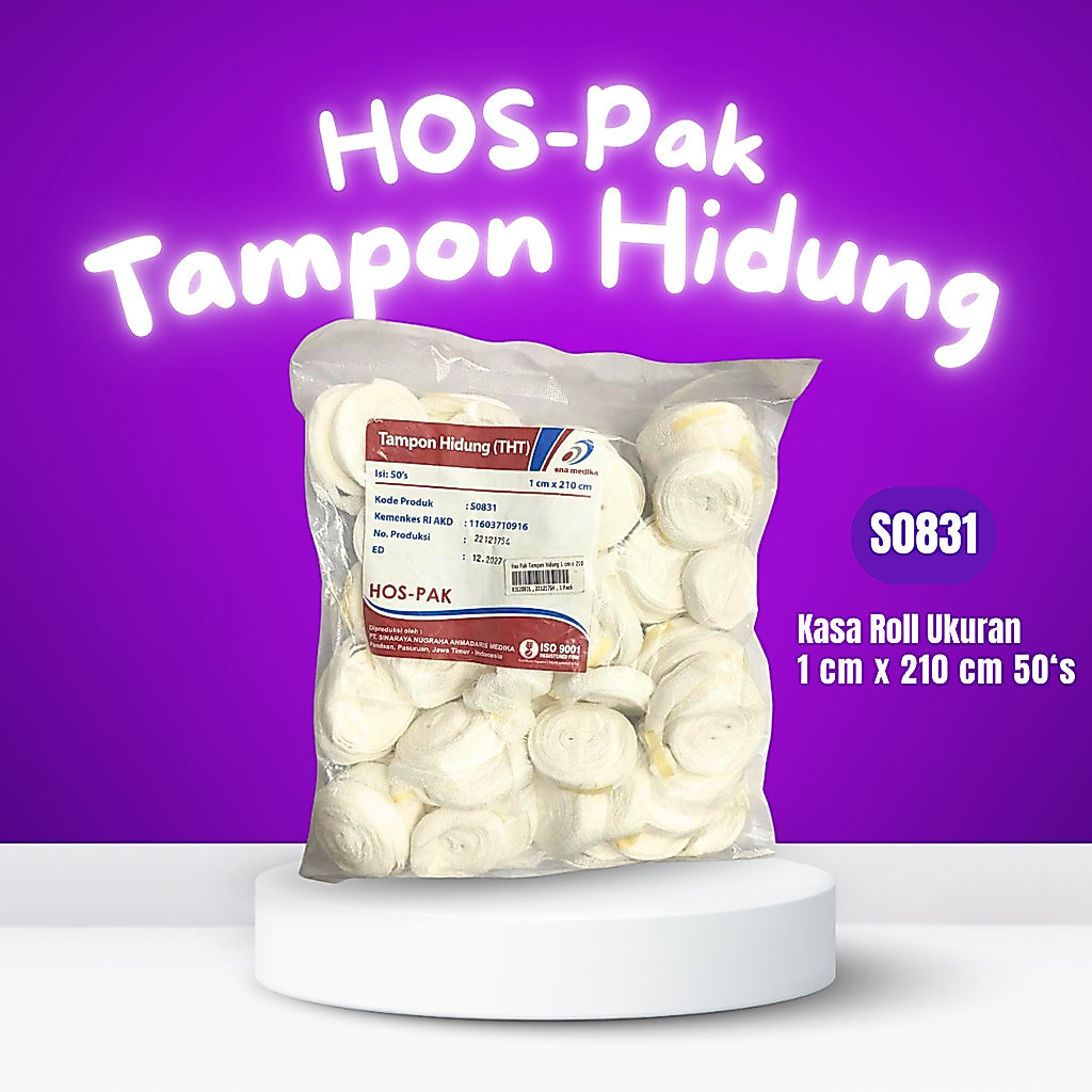 S0831 - HOS-PAK Tampon Hidung 1 cm x 210 cm (THT) 50 Pcs Big Priority Care