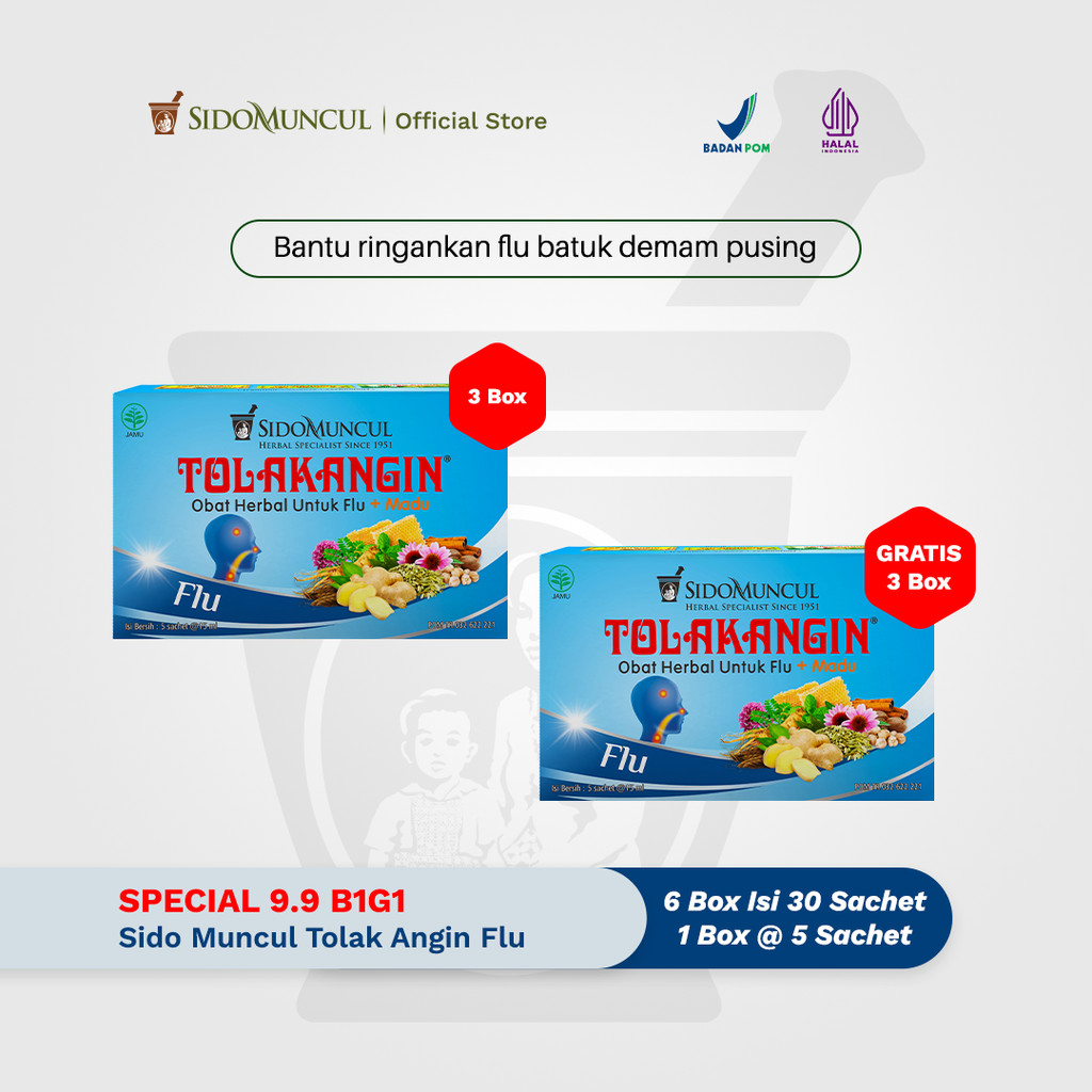 [SPECIAL 9.9 B1G1]  Tolak Angin Flu Cair Dus 30's Herbal - Flu Batuk Demam Pusing
