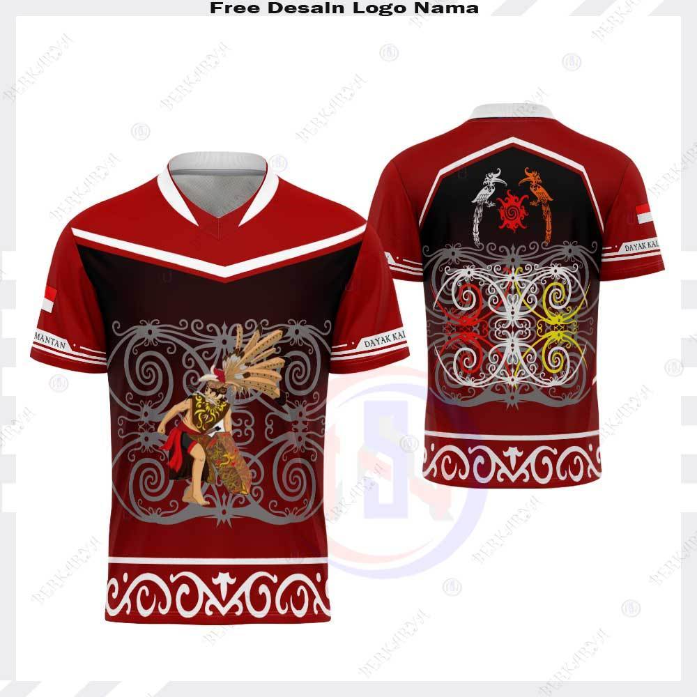 Kaos Pria Motif Batik Kalimantan / Jersey Dayak Kalimantan / Kaos Batik Dayak/ Baju Dayak Kalimantan