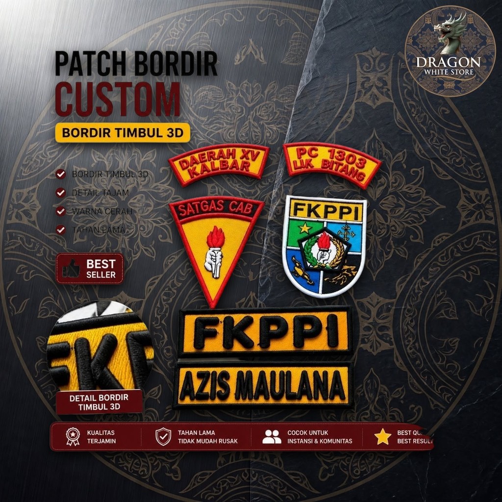 1 Set Atribut FKPPI Bordir Timbul 3D Custom Nama Logo Satgas