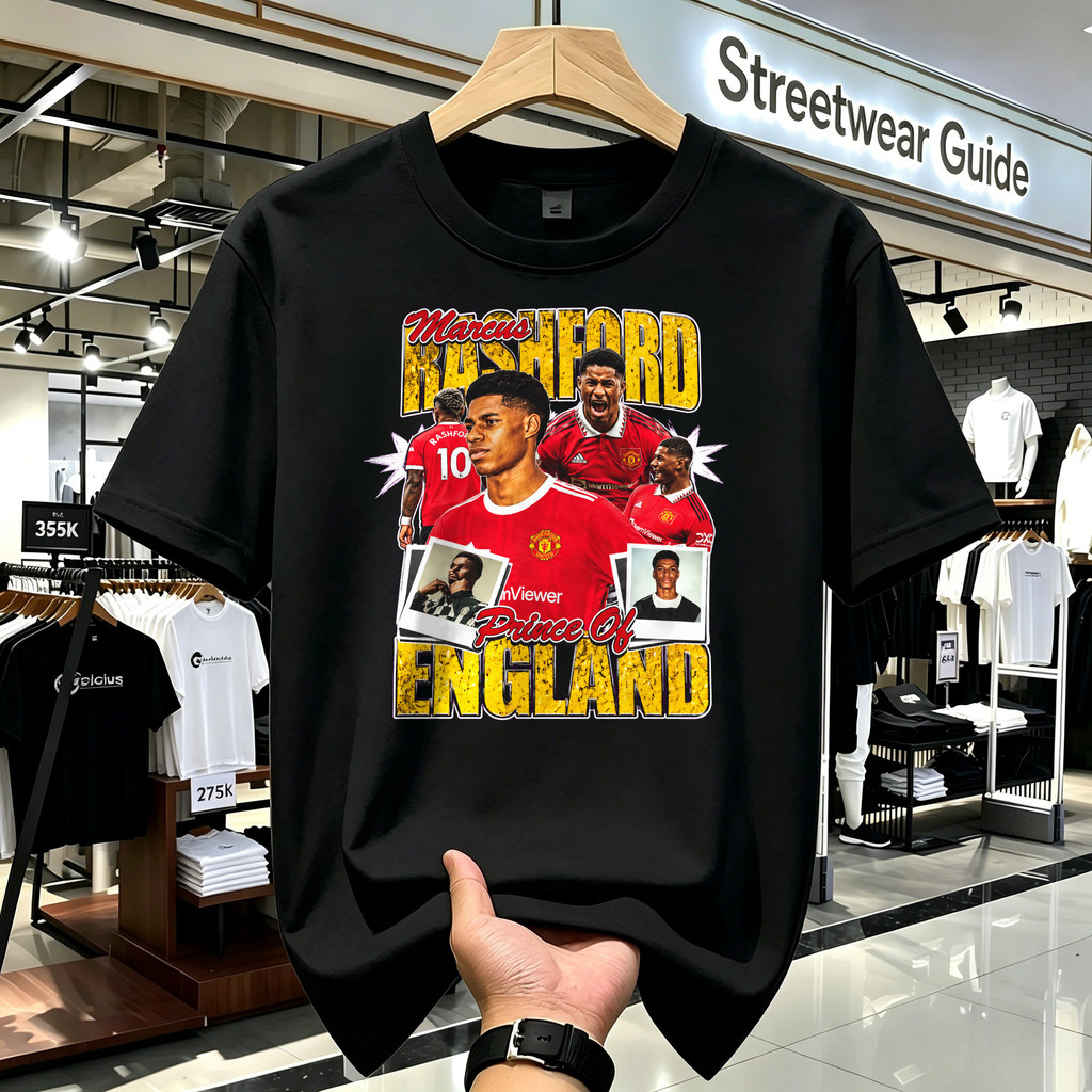 Kaos Pria Oversize Marcus Rashford Manchester United Graphic Kaos Vintage T Shirt Unisex Lengan Pend