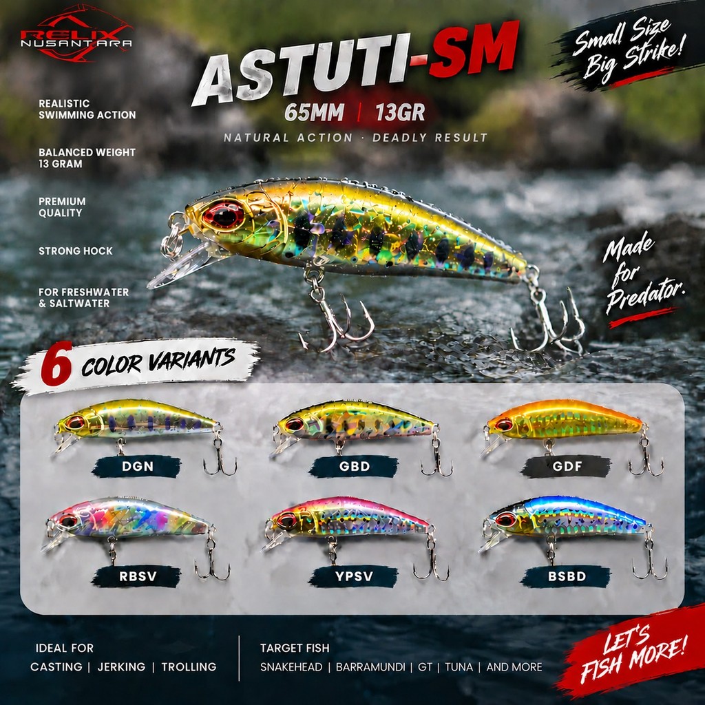 UMPAN MINNOW LURE ASTUTI SM 65MM RELIX NUSANTARA