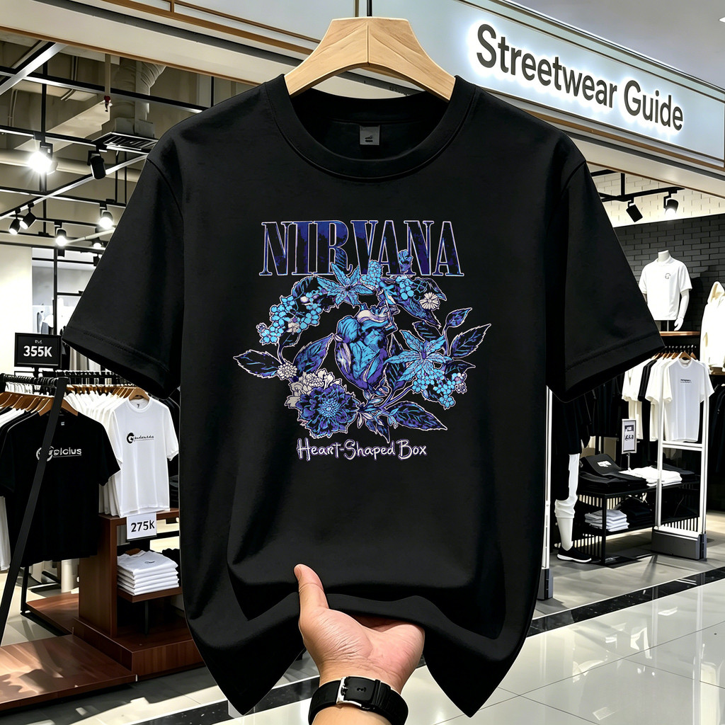 Kaos Pria Nirvana Heart Shaped Box Kaos Band Vintage Dengan Sablon Unik Kaos Oversize T Shirt Unisex