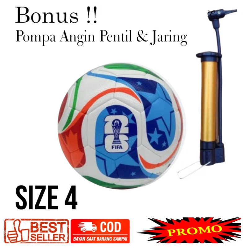 Best Seller_ Bola Sepak Size 4 Adidas Bola Kaki Anak Bonus Pompa Terlaris