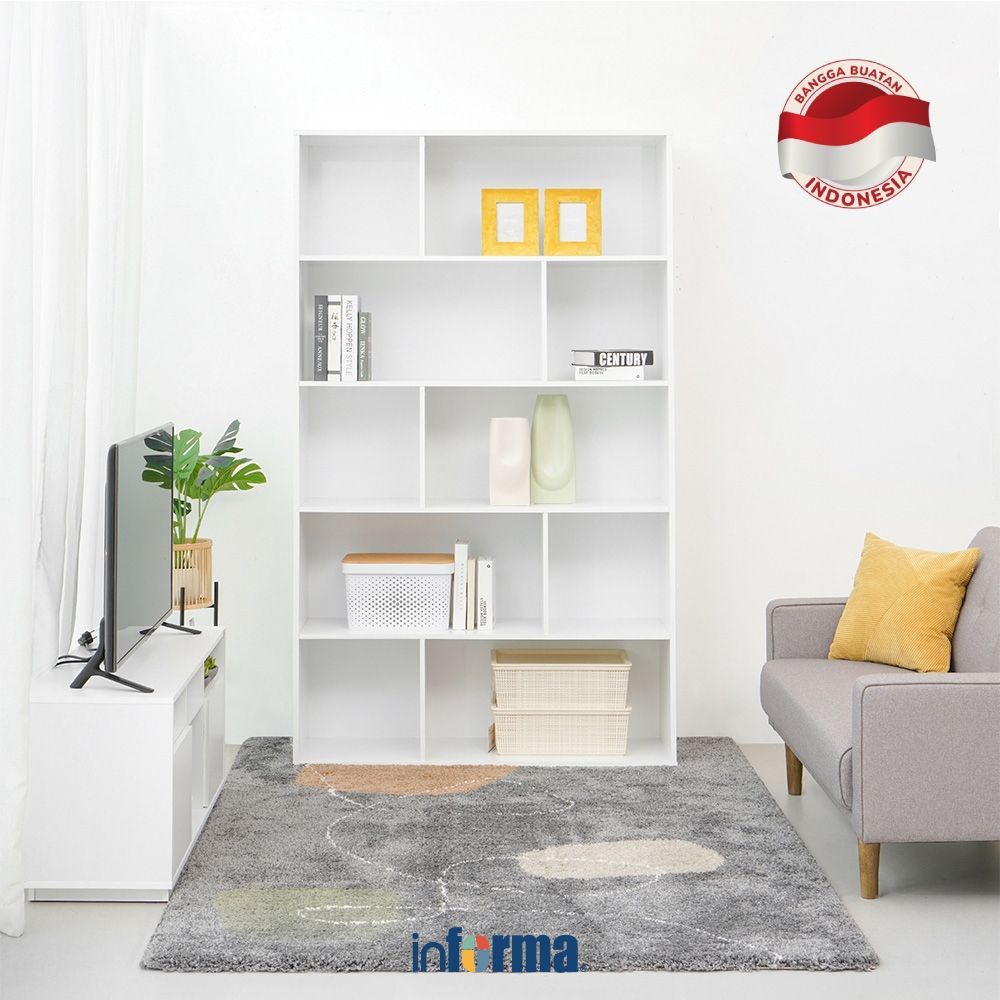 Informa Rana Rak Buku 10 Kompartemen - Putih Bookshelf Susun Rak Bacaan Shelf Buku Lemari Buku