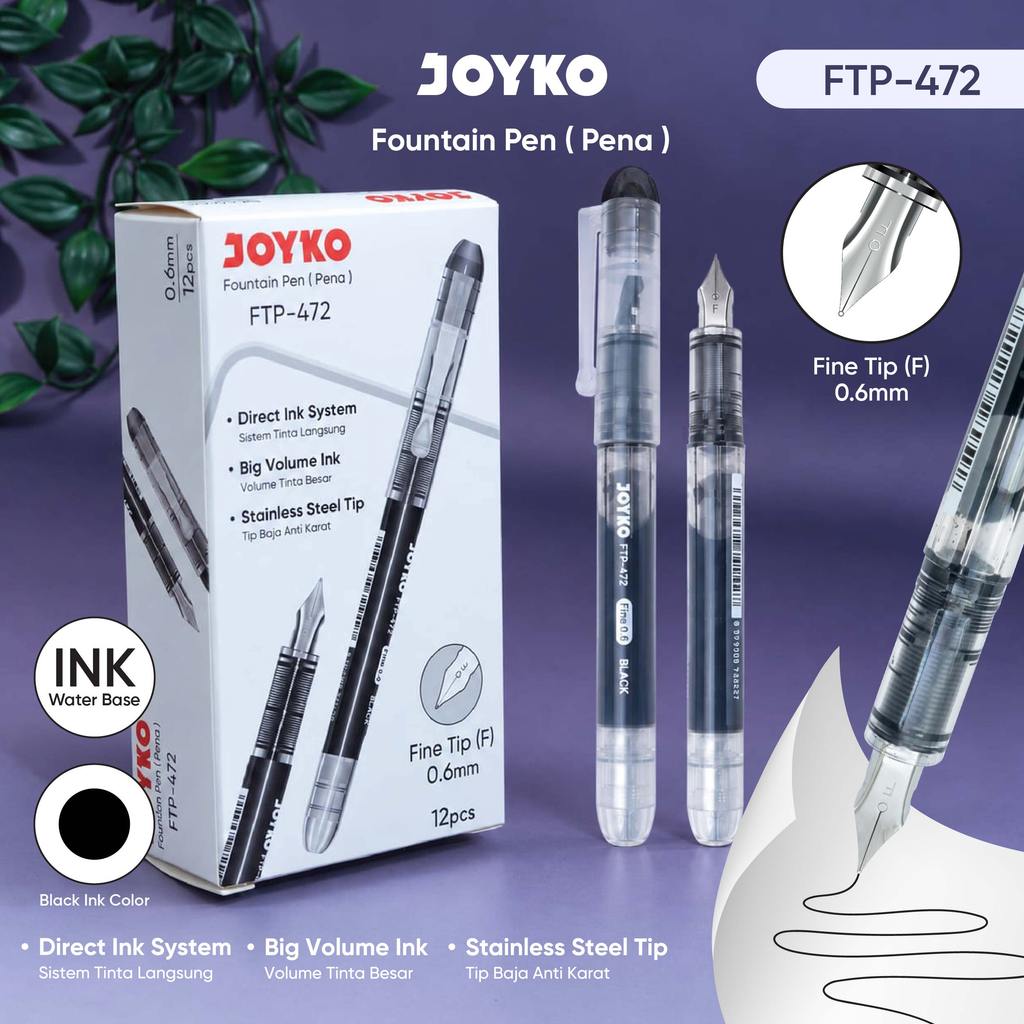 JOYKO Fountain Pen Pulpen 1 Pack FTP-472 0.6mm Isi 12 Pcs