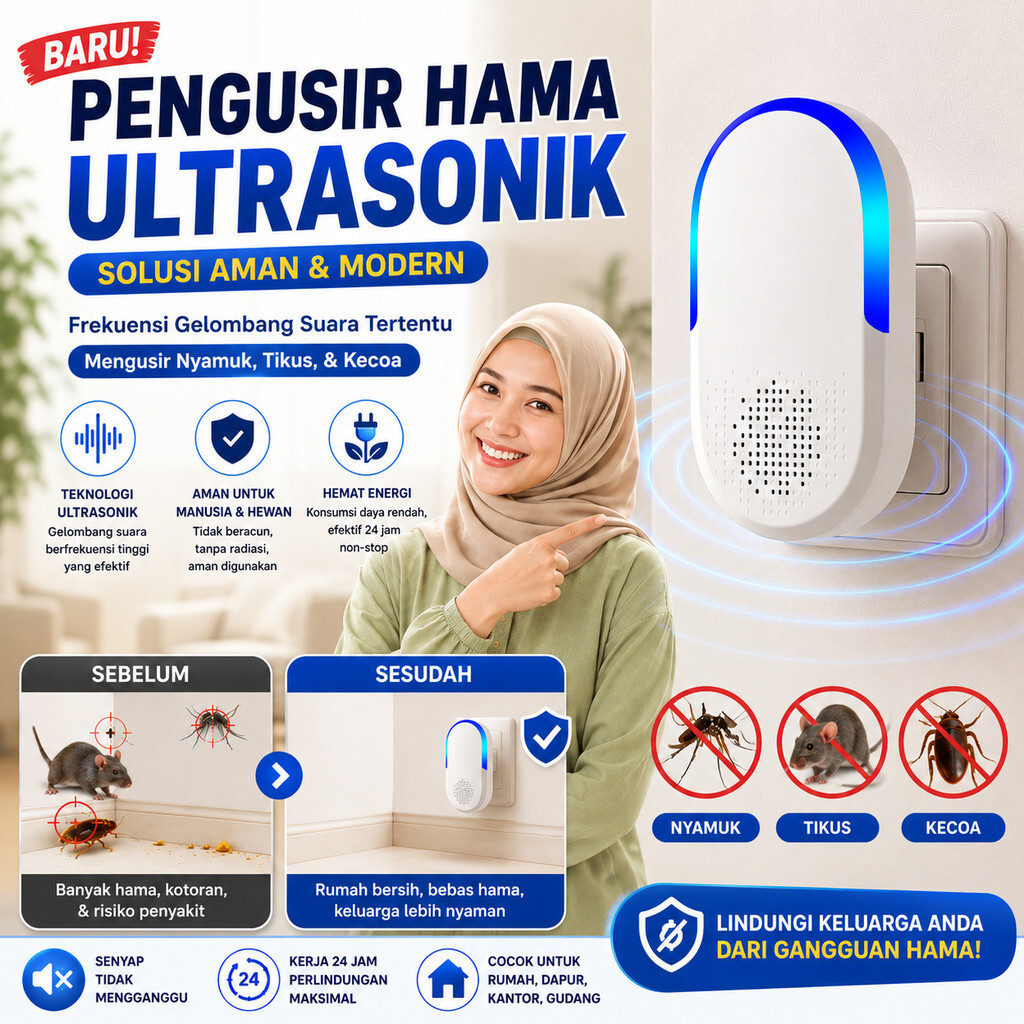 [COD + Pengiriman 24 Jam] Alat Pengusir Hama Elektronik Ultrasonik / Alat Pengusir Hama Elektronik S