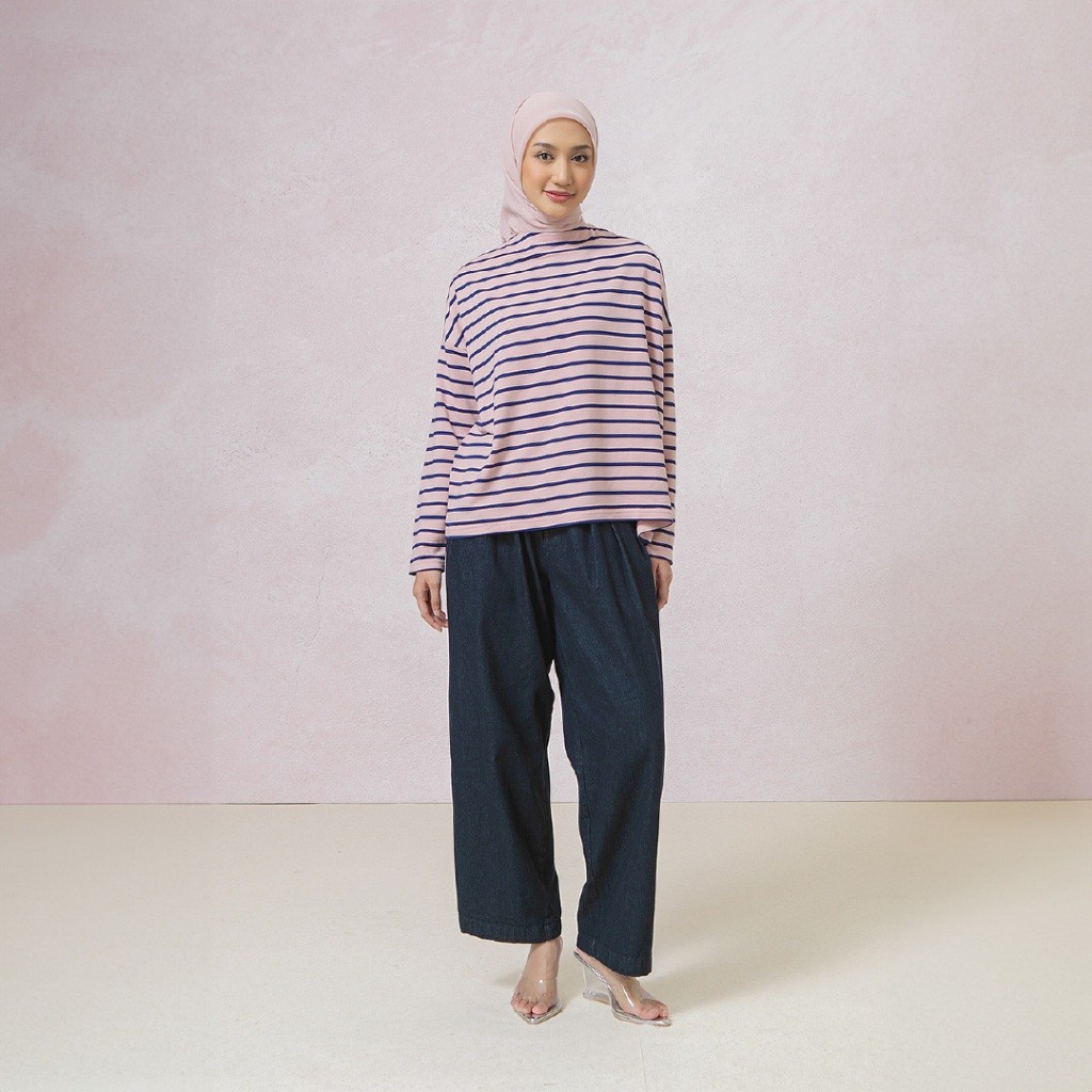 HijabChic Ulyani Stripe Tops - Atasan Muslim Stripe Lembut Best Seller Terbaru
