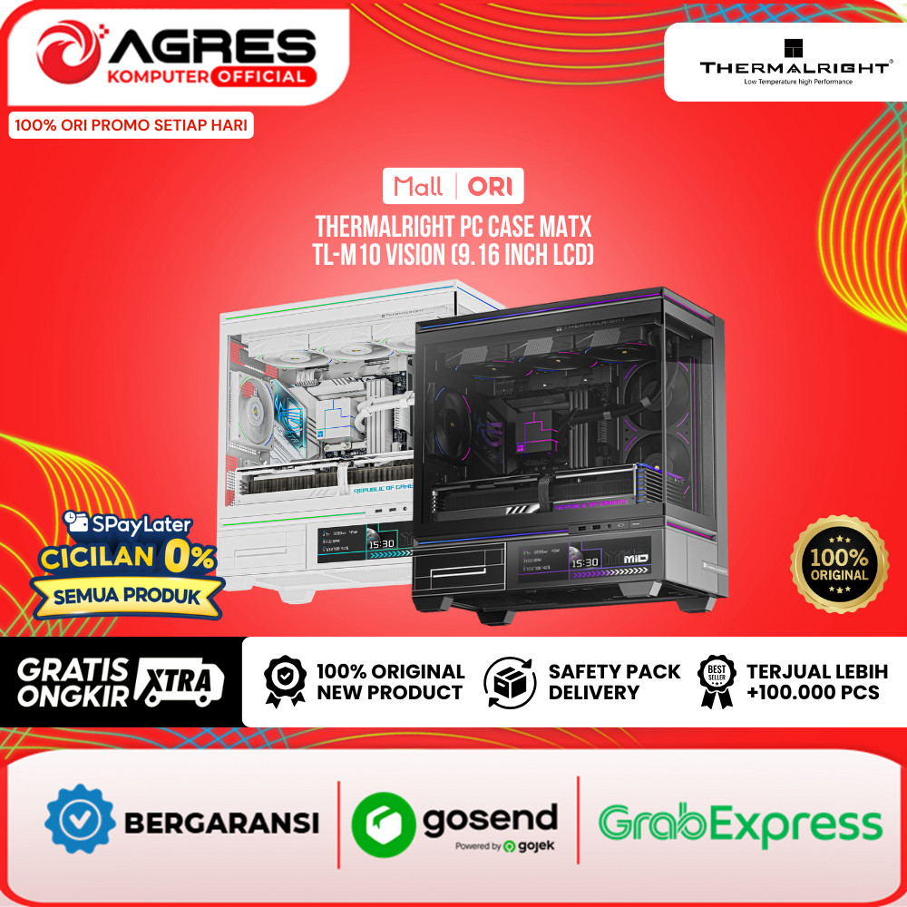 THERMALRIGHT PC CASE MATX TL-M10 VISION (9.16 INCH LCD) BLACK / WHITE