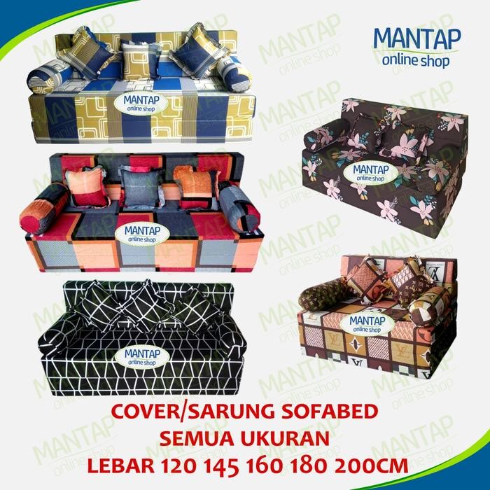 cover sofa bed inoac / sarung sofa bed sofabed 120 145 160 180 200cm - 200x120x15, BAHAN BIASA Promo