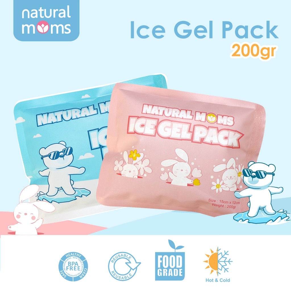 Ice gel pack natural moms 200 gram cool gel kemasan kecil pendingin asi penghangat makanan motif