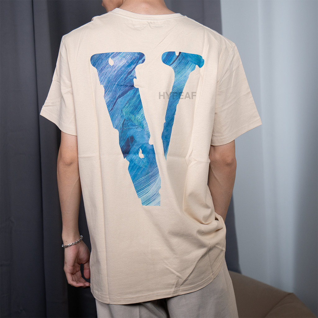VLONE Beige Tee - Navy Staple