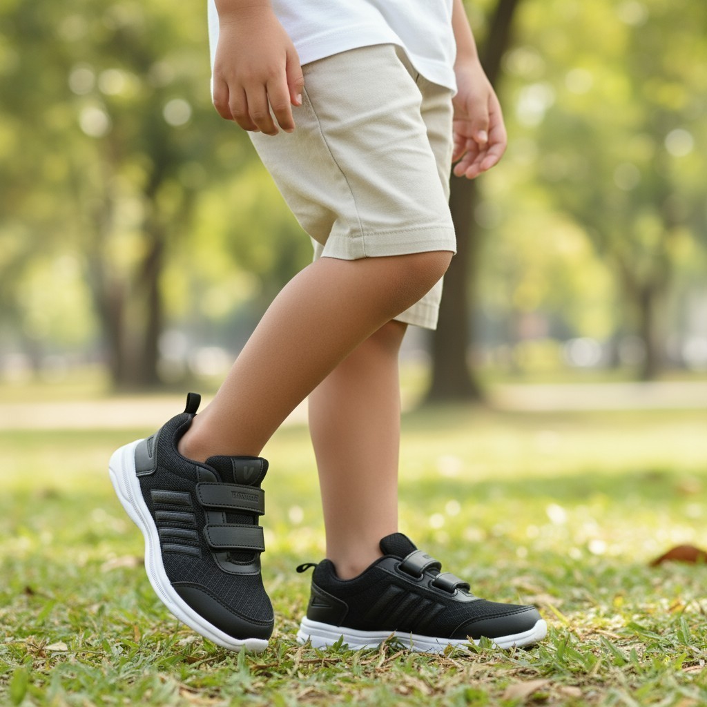 STREET Sepatu ANAK Velcro Perekat Tanpa Tali / Sepatu Sekolah Hitam Putih Anak Laki-Laki Perempuan