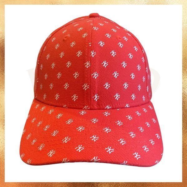 Topi New Era MLB NY Yankees All Over Bright Red 39THIRTY Baseball Dad Cap Hat Original