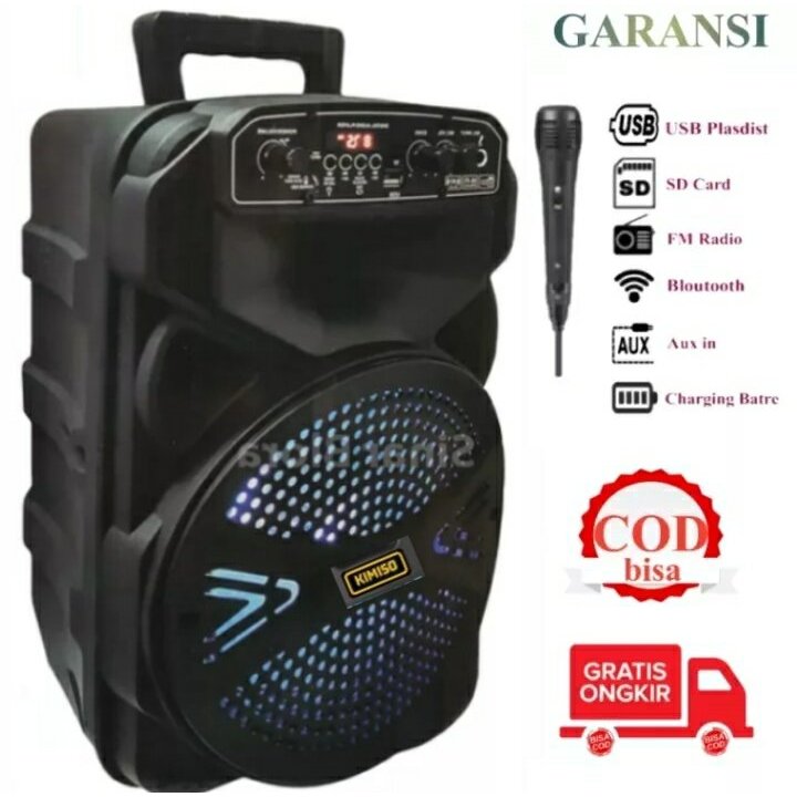 AJ99 PALING BESAR Speaker Bluetooth Kimiso 8.8inc Speaker Bluetooth Subwoofer aktif 7801 Super Bass 
