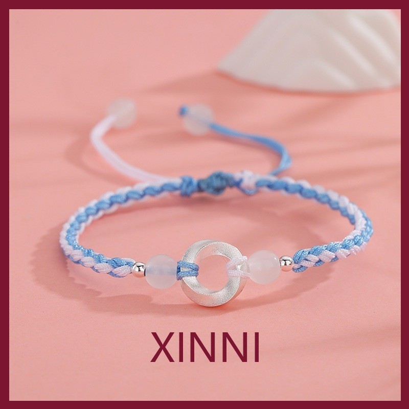 XINNI Gelang Pasangan Mobius Gelang Keberuntungan Gaya Cina Baru Gelang Manik Keberuntungan Tenun Ta