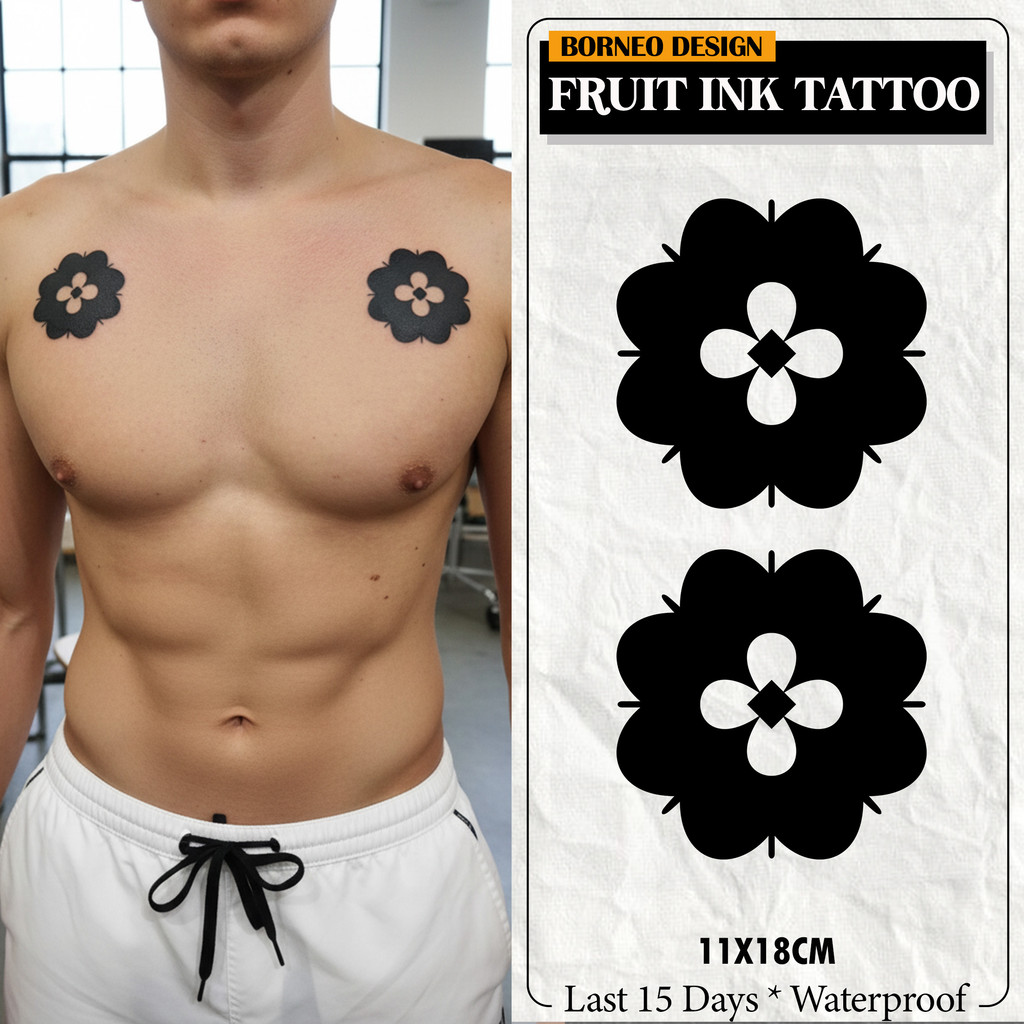 Stiker Tato Temporer FRUIT INK Bunga Terong Dayak 3 – Semi Permanen 18x11cm, Waterproof & Aman untuk