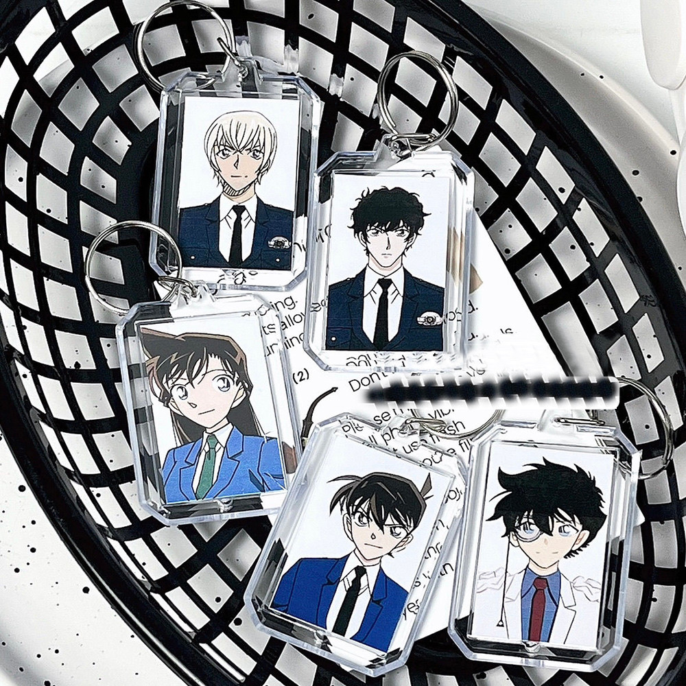 Anime Cartoon Detective Conan Keychain Conan Edogawa Haibara Ai Mouri Ran Cosplay Figures Acrylic Pe