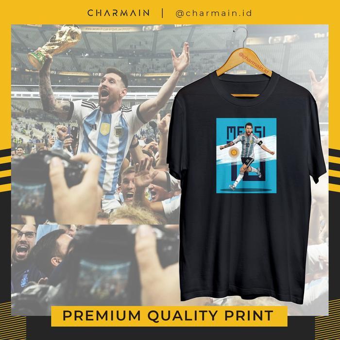 (COD) Kaos Messi Argentina No 10 Juara World Cup 2022 FIFA Merchandise - Hitam, S