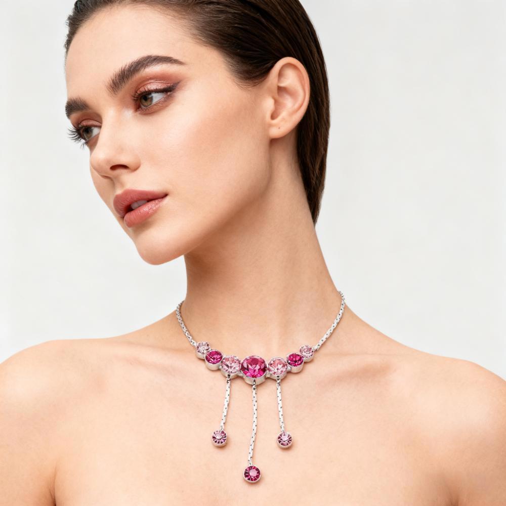 Kalung Elegan Glamorousky dengan Kristal Austria Ungu - Perhiasan Mewah untuk Wanita, Aksesoris Fash