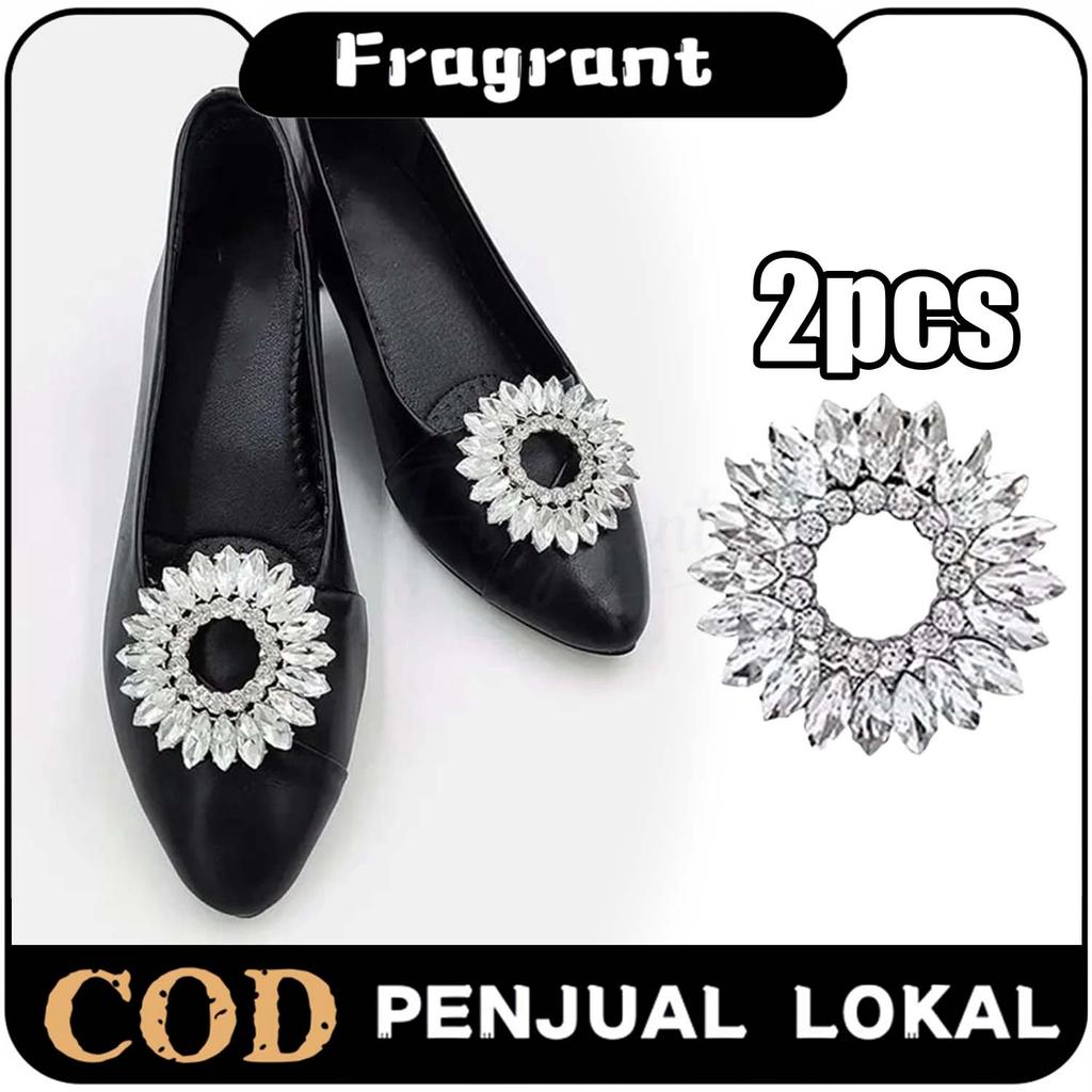 Sepasang Shoe Clip Aksesori Sepatu Wanita Mewah Klip Heels Berlian Imitasi Hiasan Sepatu yang Detach