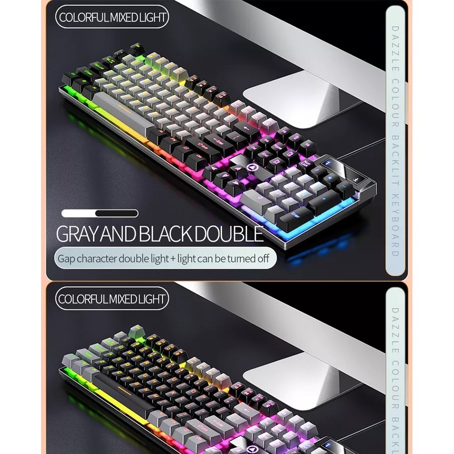 K500 Pink Keyboard Mixed Color White Pink Keycaps 104 Keys Wired Gaming Keyboard for Laptop PC