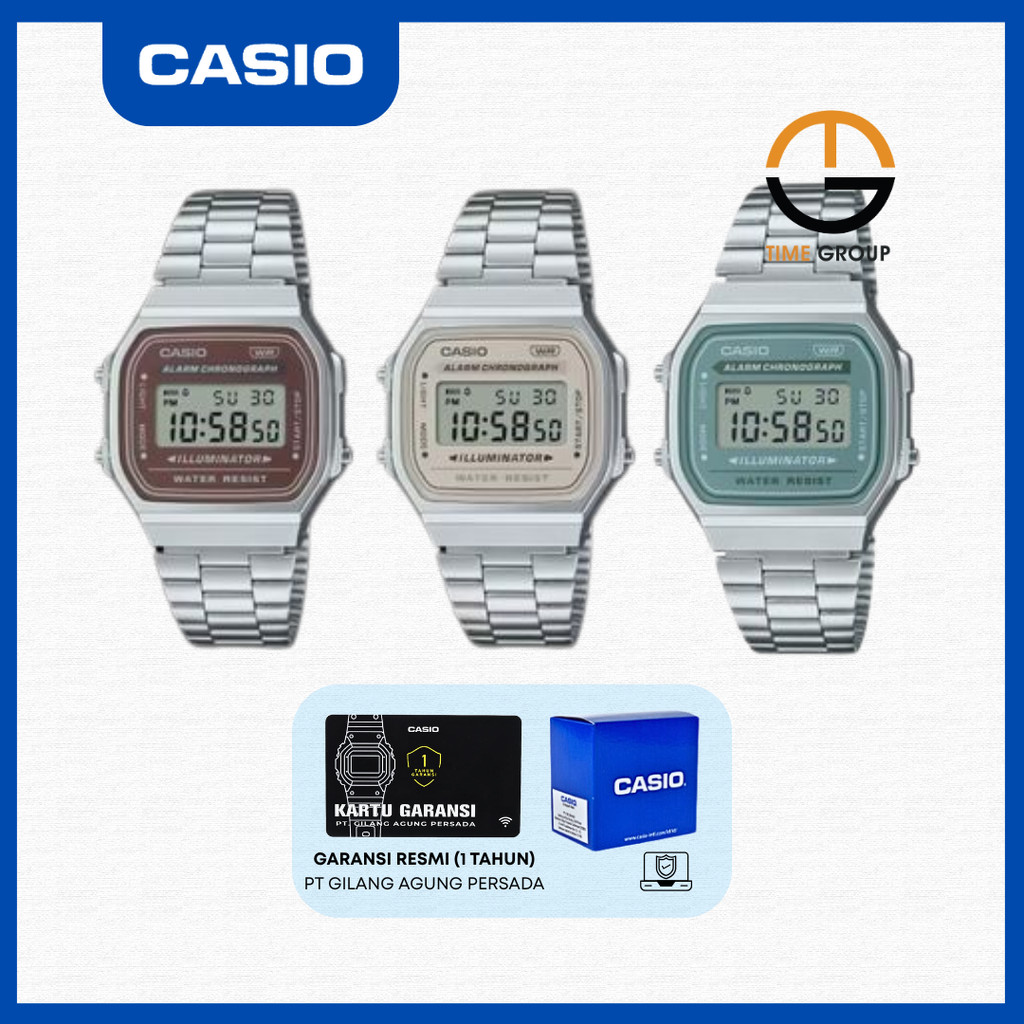 JAM TANGAN UNISEX CASIO A168WA A 168 WA DIGITAL STAINLESS ORIGINAL