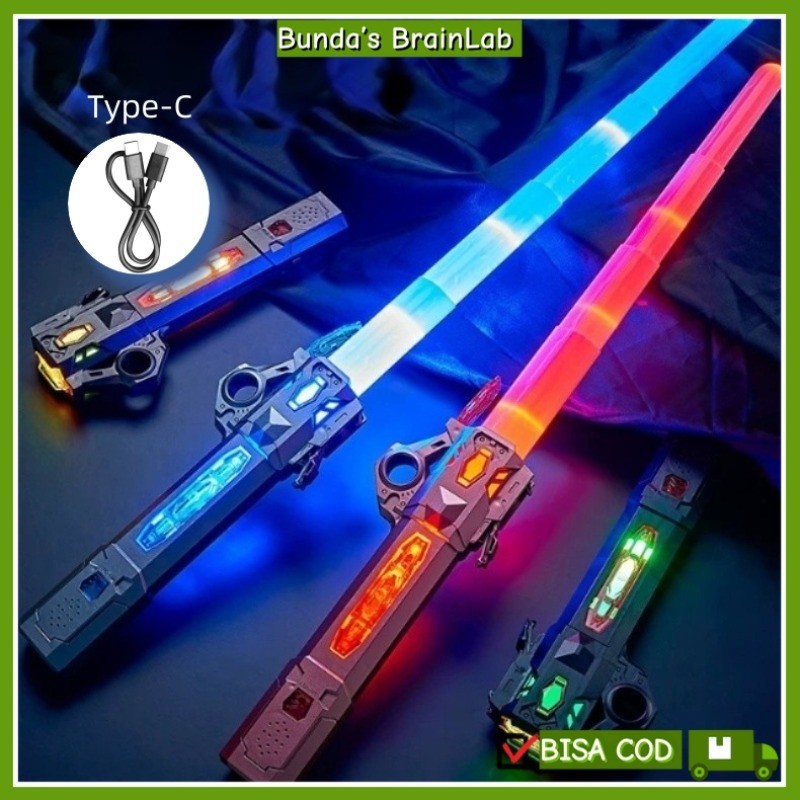Mainan Pedang Pedangan Lightsaber Anak 2 in 1/ Pedang Laser Light 7 Warna Dengan Suara /Premium Type