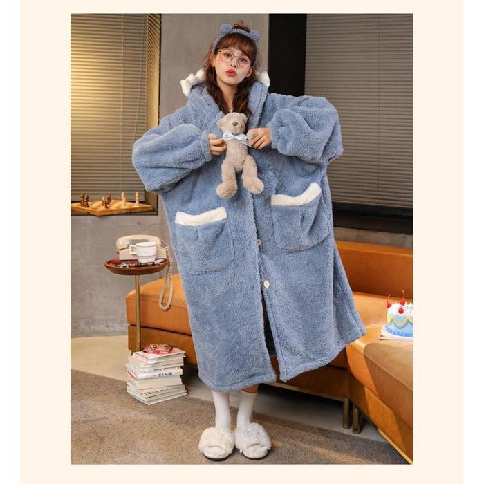BAJU KOSTUM ONESIE PIYAMA SHARK BIRU YUKATA MODEL DRESS GAUN ROK KIGURUMI COSPLAY PESTA - M (DEWASA)