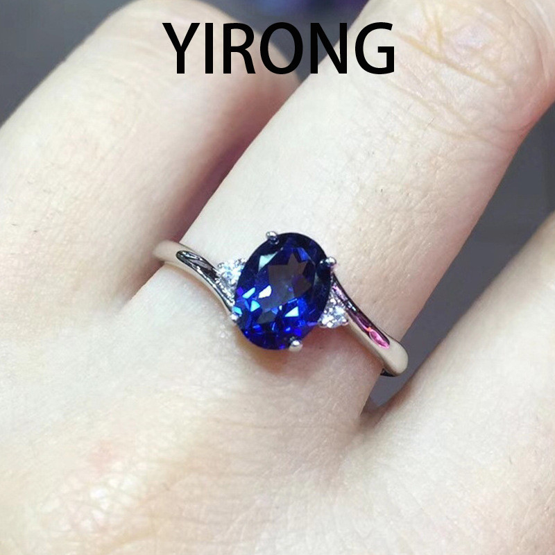 YIRONG Cincin Terbuka Zircon Biru Fashion Vintage
