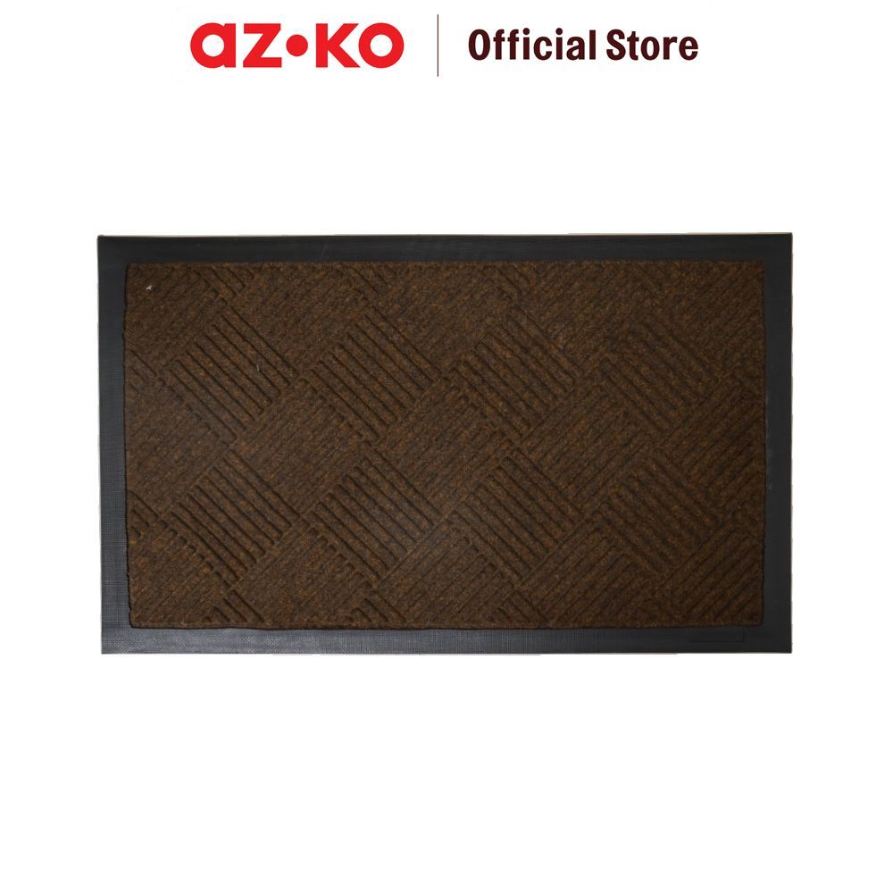 AZKO Krisbow 45X75 cm Keset Pintu Polyester Diamond - Cokelat Keset Lantai Floor Mat Keset Rumah Doo