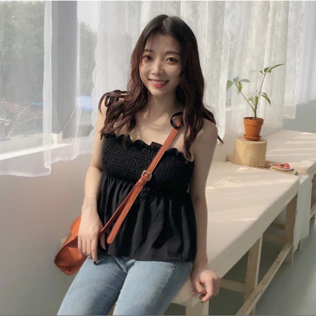 Kemben Kerut Karet Tali Korean Style Mini Dress Kemben Tali Allsize