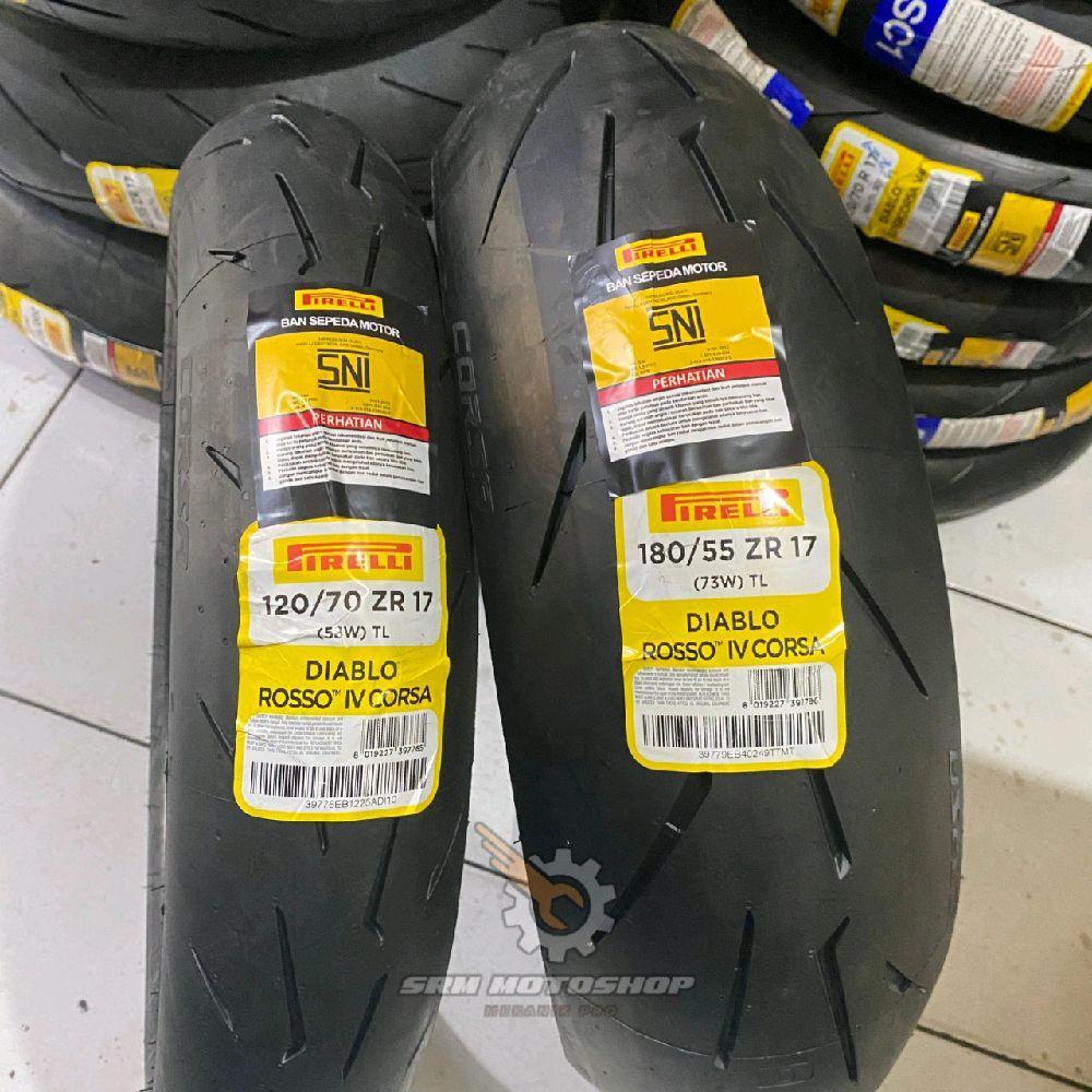 Ban Motor Pirelli 120/70-17 & 180/55-17 Diablo Rosso IV Corsa T/L Made In German