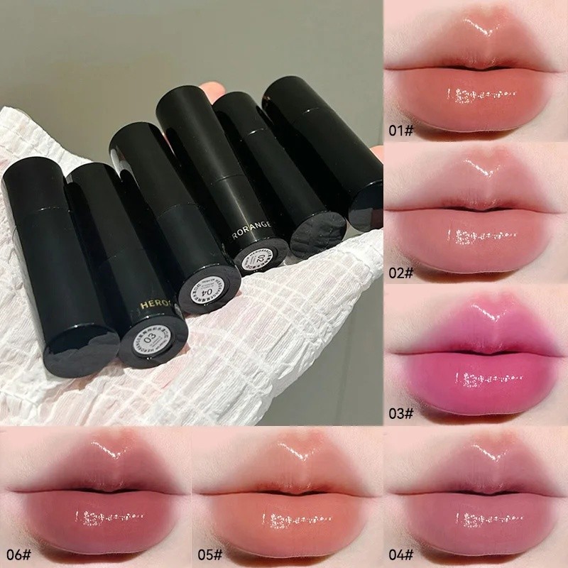 HERORANGE ~ Rendah Saturasi Cahaya Lipstick Serbaguna Tongkat Moisturizing Putih Alami Holding Mirro