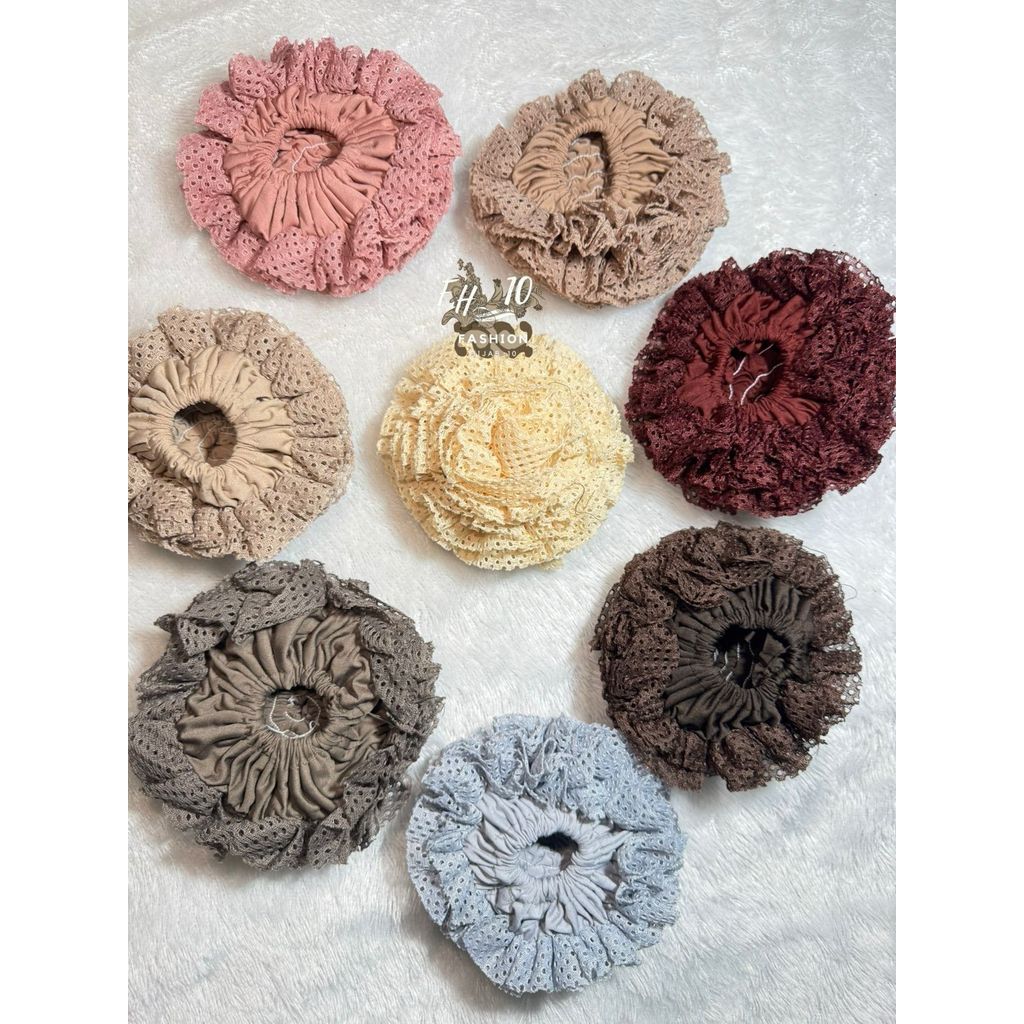 FH HIjab - Cepol Jala Anti Pusing Sanggul Hijab Turki / Scrunchie Renda Brukat Konde Volume
