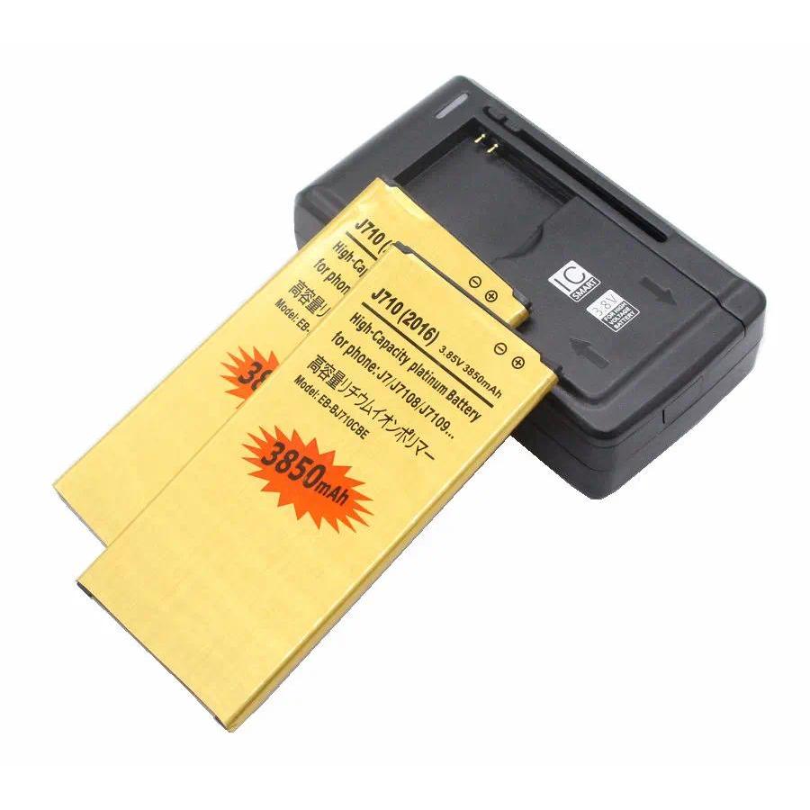 2x 3850mAh EB-BJ710CBE Replacement Gold Battery + arger For Samsung Galaxy J7 2016 Etion J710 J710F 