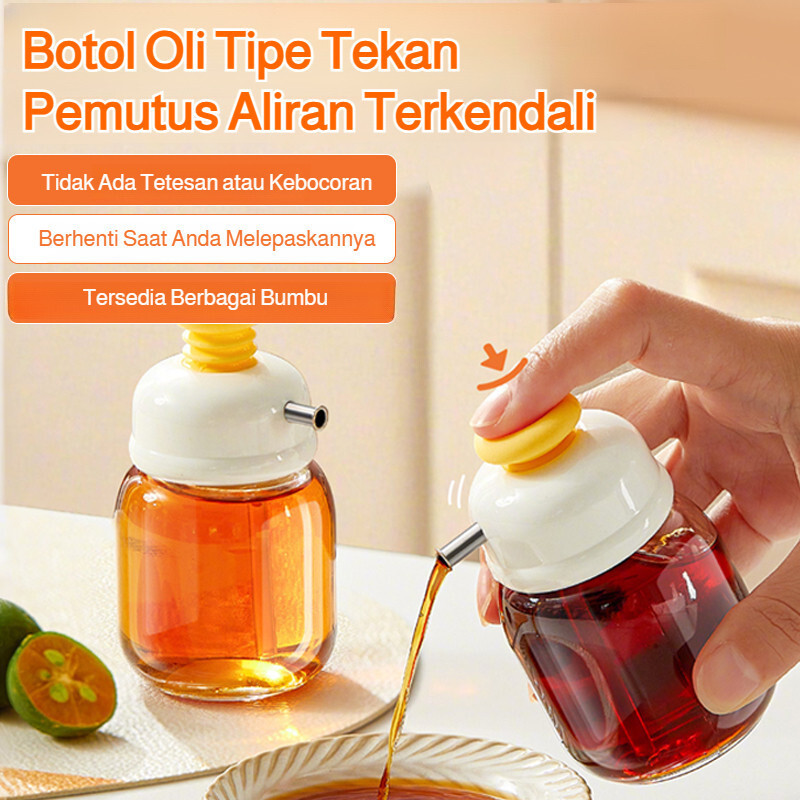 Kontrol Takaran/Anti Tumpah  Botol Minyak Kaca Tekan Mini JMY - Botol Minyak/Wijen/Kecap Tekan Presi