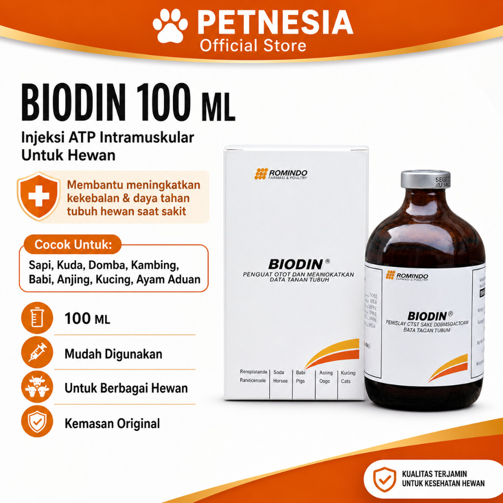 TOFA.ID BIODIN 100 ML - Injeksi ATP Intramuskular Untuk Hewan