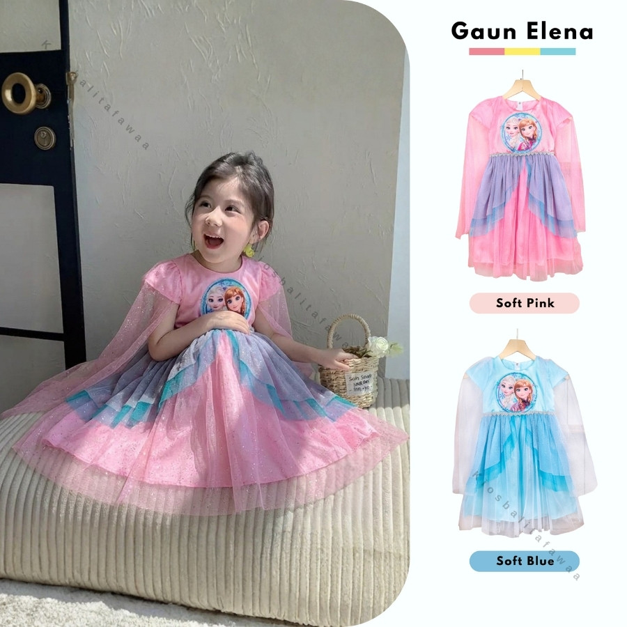 Gaun Elena uk 3-12 Tahun / Gaun Pesta Anak Perempuan Dress Tutu Tile Elegant Mewah Dres Ulang Tahun 
