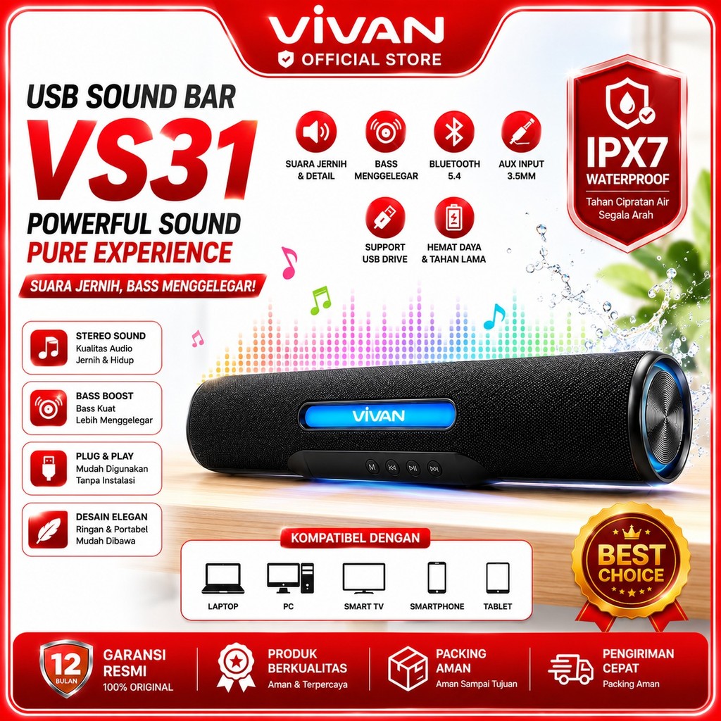 VIVAN VS31 Speaker Soundbar Bluetooth 10W