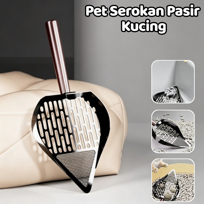 Spatula Kotoran Kucing Sekop Pasir Kucing Berlubang Kecil Sekop Saringan Pasir Kucing - Lubang 3mm A