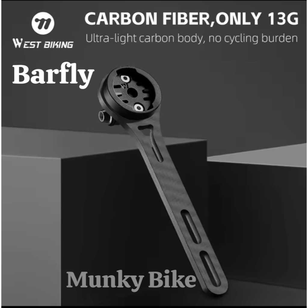 Foto West Biking Carbon Integrated Bar fly Mounting Stem Handlebar Mount Holder Barfly GPS Bracket Computer Speedo Lampu Dropbar Gopro Sepeda