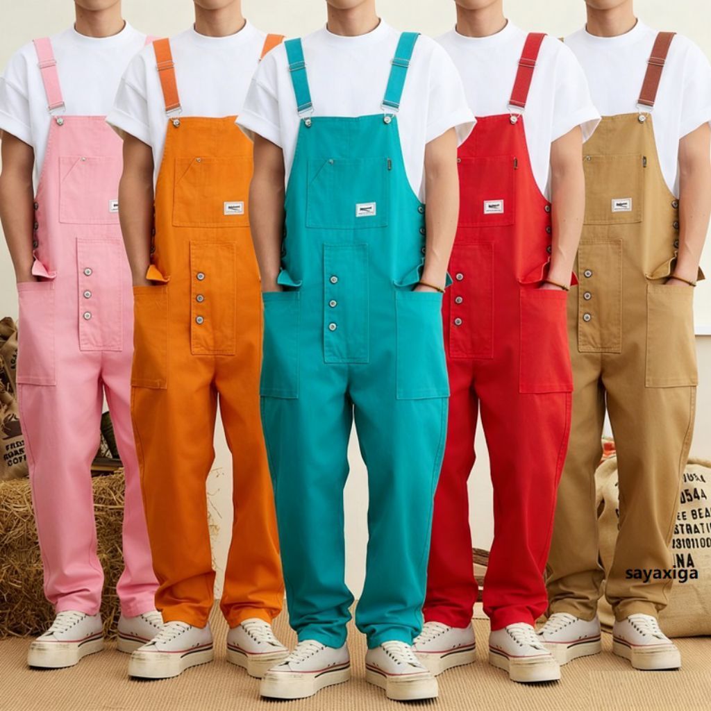 Overall Denim Unisex Pria Wanita Premium | Celana Kodok Denim Panjang Casual Oversize Fashion Korean