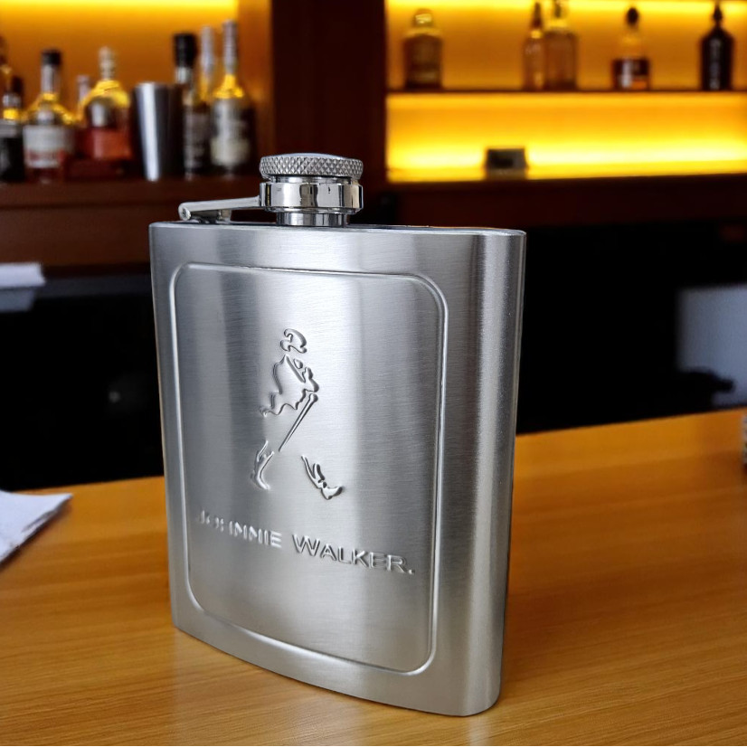 Hip Flask Stainless Steel Botol Minum Liquor Whiskey Vintage 7oz Johnnie Walker - H-7