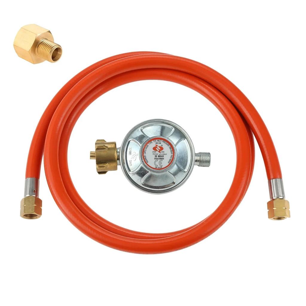 3pcs/kit Gas Hose 150cm Pressure Reducer 50mbar Regulator Set Transition 1/2" R X 1/4" Lks Adapter f