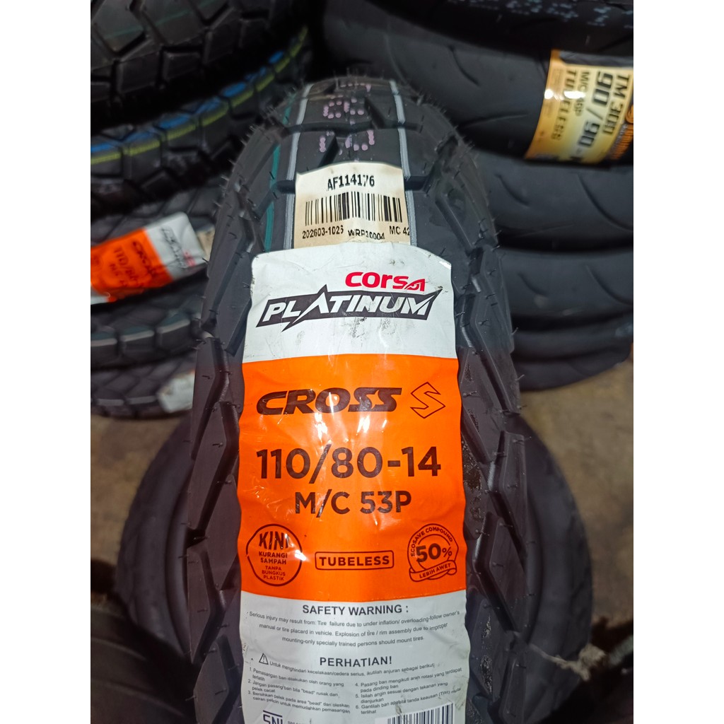 BAN CORSA CROSS S 110/80-14 TUBELESS PRODUKSI TERBARU CORSA CROSS-S
