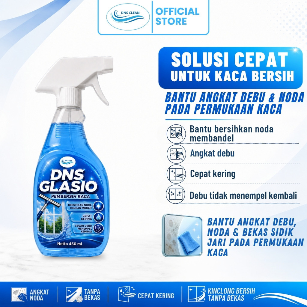 DNS Glasio Pembersih Kaca 450ML | Glass Cleaner | Cairan Pembersih Kaca, Cermin & Permukaan Kaca