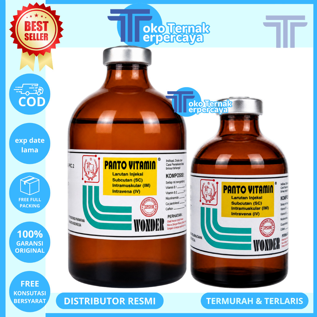 PANTO VITAMIN 100ML & 50ML WONDER - Multivitamin Hewan Injeksi Vitamin Pertumbuhan Penggemuk Nafsu M