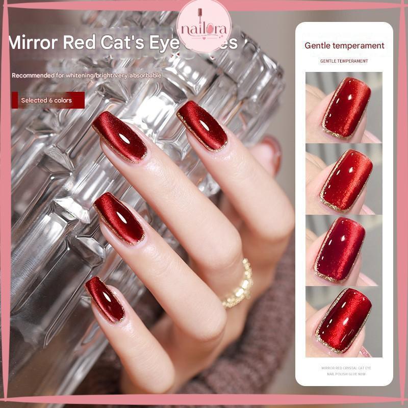 NEW Annies Red Maroon Cat Eye Merah Marun Glass Beads Color 10mL Nail Polish UV Gel Premium Quality