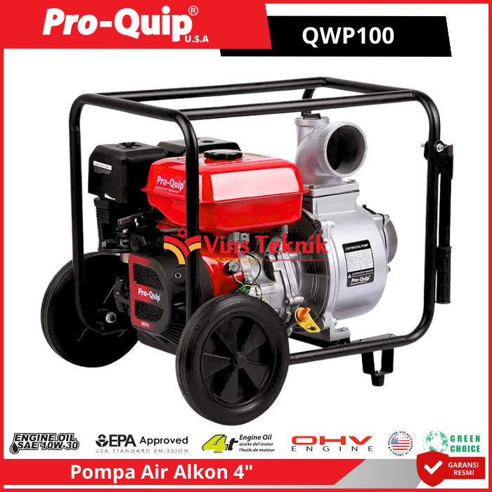 Mesin Pompa Air Irigasi Alkon Bensin Proquip QWP100 Water Pump Gasoline 4 Tak QWP 100 Recoil Pro-Qui